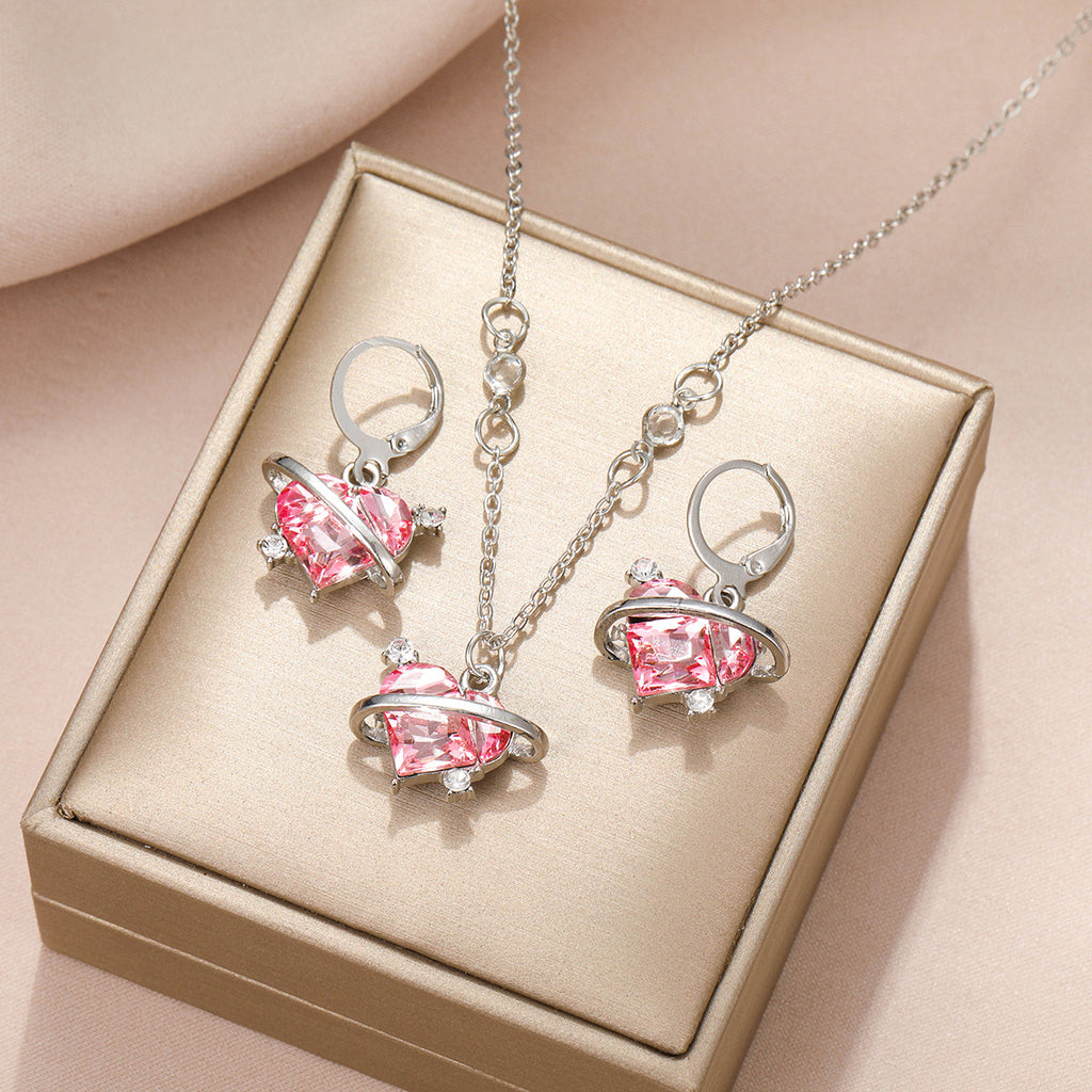 Damen Schmuckset mit herzförmigen Kristallanhängern Shop Nory