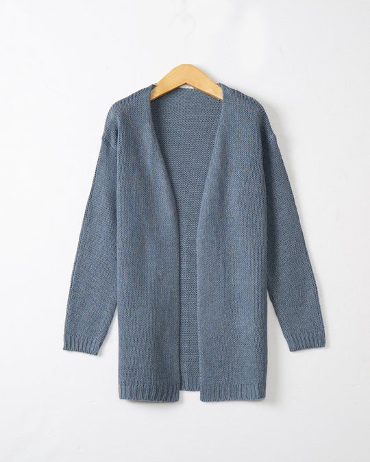 Damen Longline Strickcardigan ohne Verschluss mit offener Front und feiner Rippkante Shop Nory