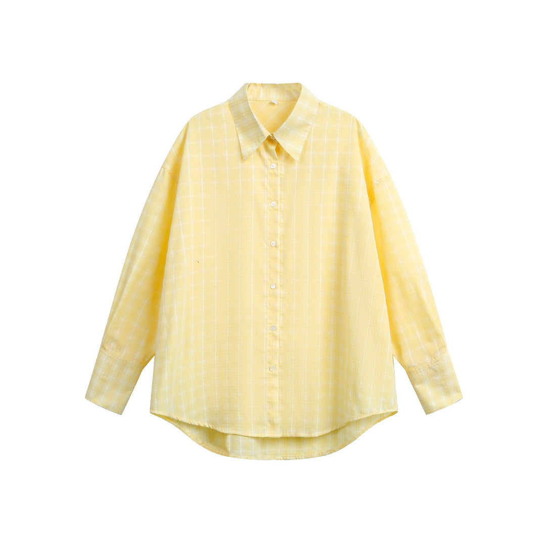 Damen Oversize-Bluse mit feinem Karomuster, Drop-Shoulder und verlängerter Rückenpartie Shop Nory