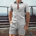 Herren elegantes Kurzarmhemd und Shorts Set mit strukturiertem Design
