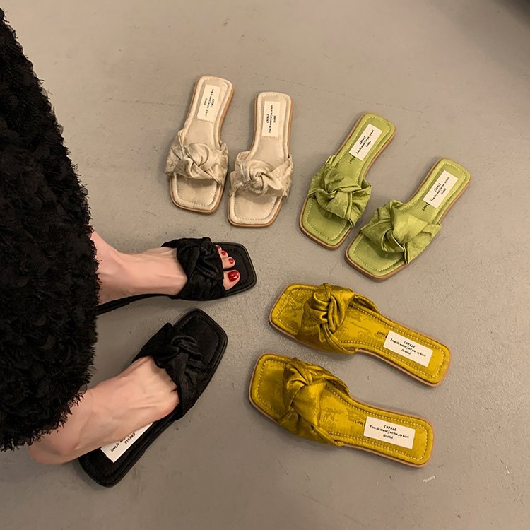 Damen modische Sandalen mit dekorativem Schleifenakzent und rutschfester Sohle