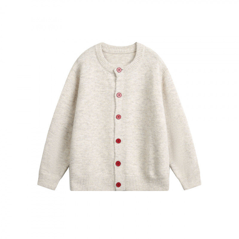 Damen Geknöpfte Strickjacke im Oversize‑Cut mit Rundhals, Rippbündchen und kontrastknöpfen Shop Nory