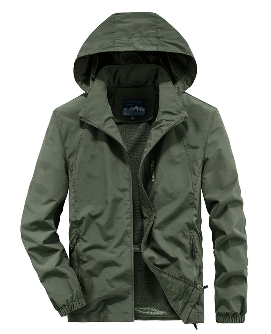 Herren Ultraleichte Atmungsaktive Kapuzenjacke mit perforiertem Mesh‑Futter und Reißverschlusstaschen Shop Nory