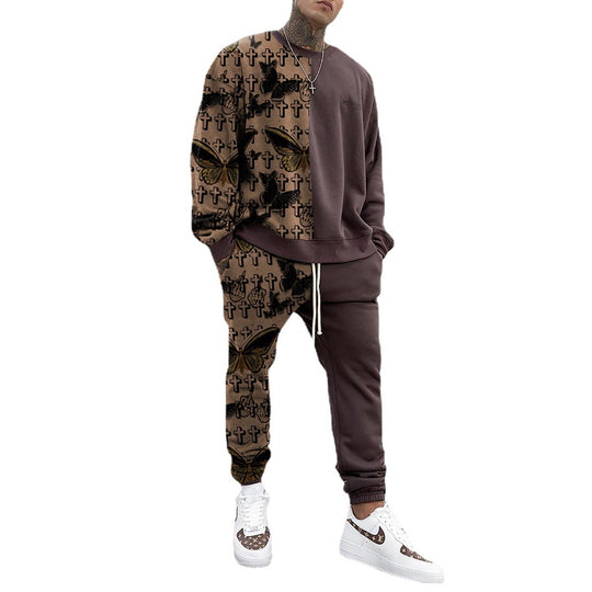 Herren Weit geschnittenes Freizeit-Set aus Baumwollfleece mit grafischem Frontprint und Kordel-Jogger Shop Nory