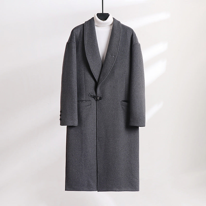 Herren Bodenlanger Wollmix-Mantel mit weitem Schalkragen und dekorativem Knebelverschluss Shop Nory