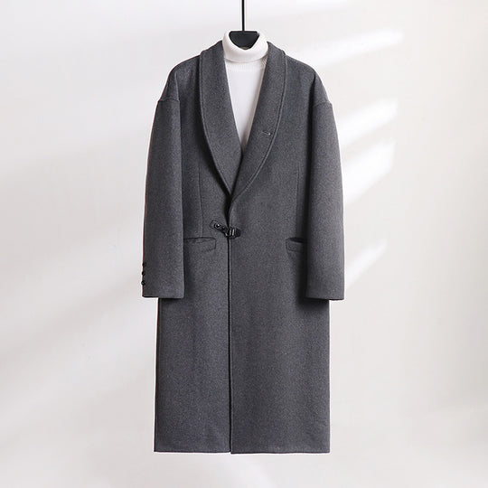 Herren Bodenlanger Wollmix-Mantel mit weitem Schalkragen und dekorativem Knebelverschluss Shop Nory