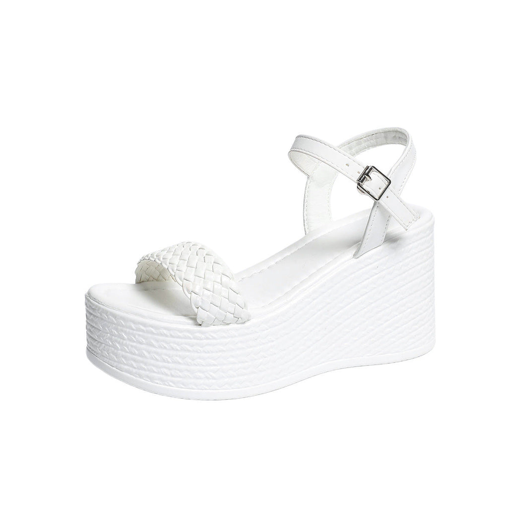 Damen Plateau-Sandalen mit geflochtenem Riemendesign Shopnory
