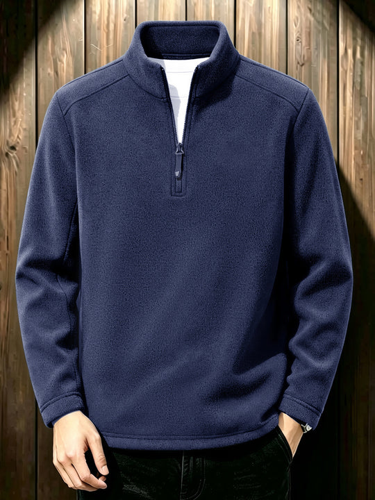 Herren Thermischer Strick-Fleecepullover mit halbem Reißverschluss und Stehkragen Shop Nory