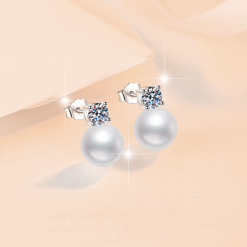 Damen-Ohrstecker mit strahlenden Zirkonias und eleganten Perlen Shop Nory