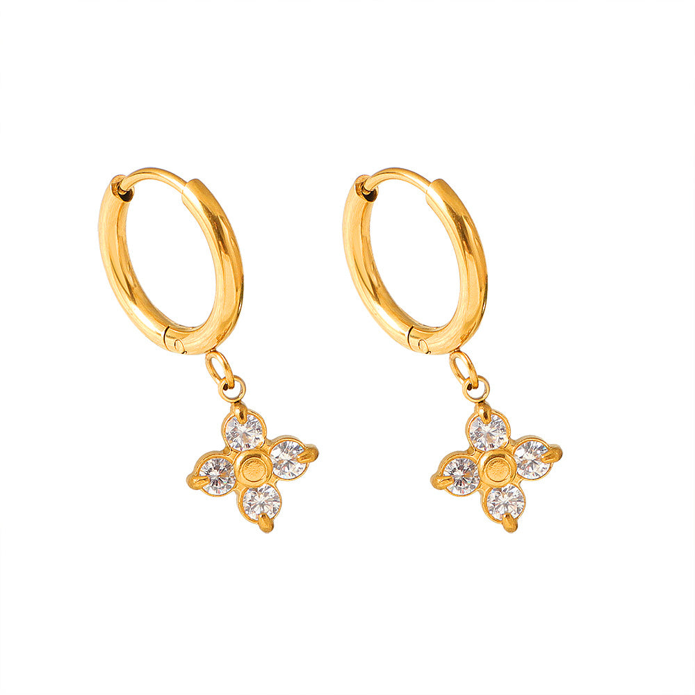 Damen Blumige Drop Hoop Ohrringe Shop Nory