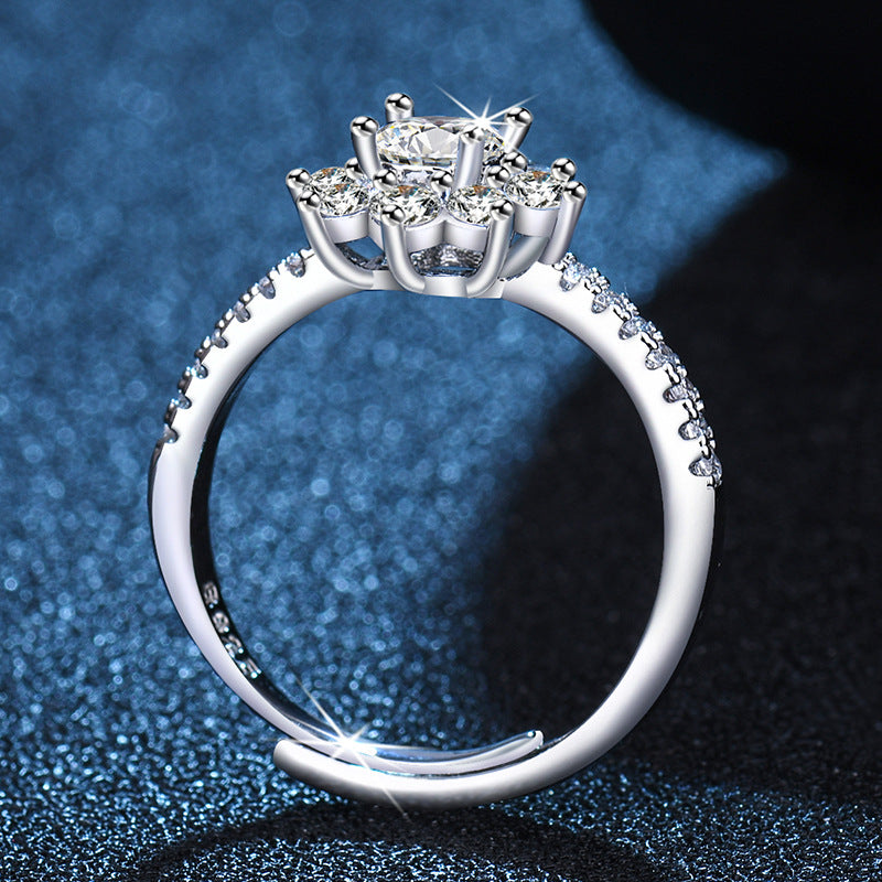 Damen Blumenring mit funkelnden Zirkonia-Steinen Shop Nory