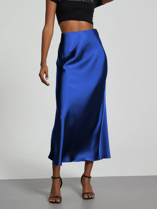 Damen Elegante und fließende Satin Maxiröcke