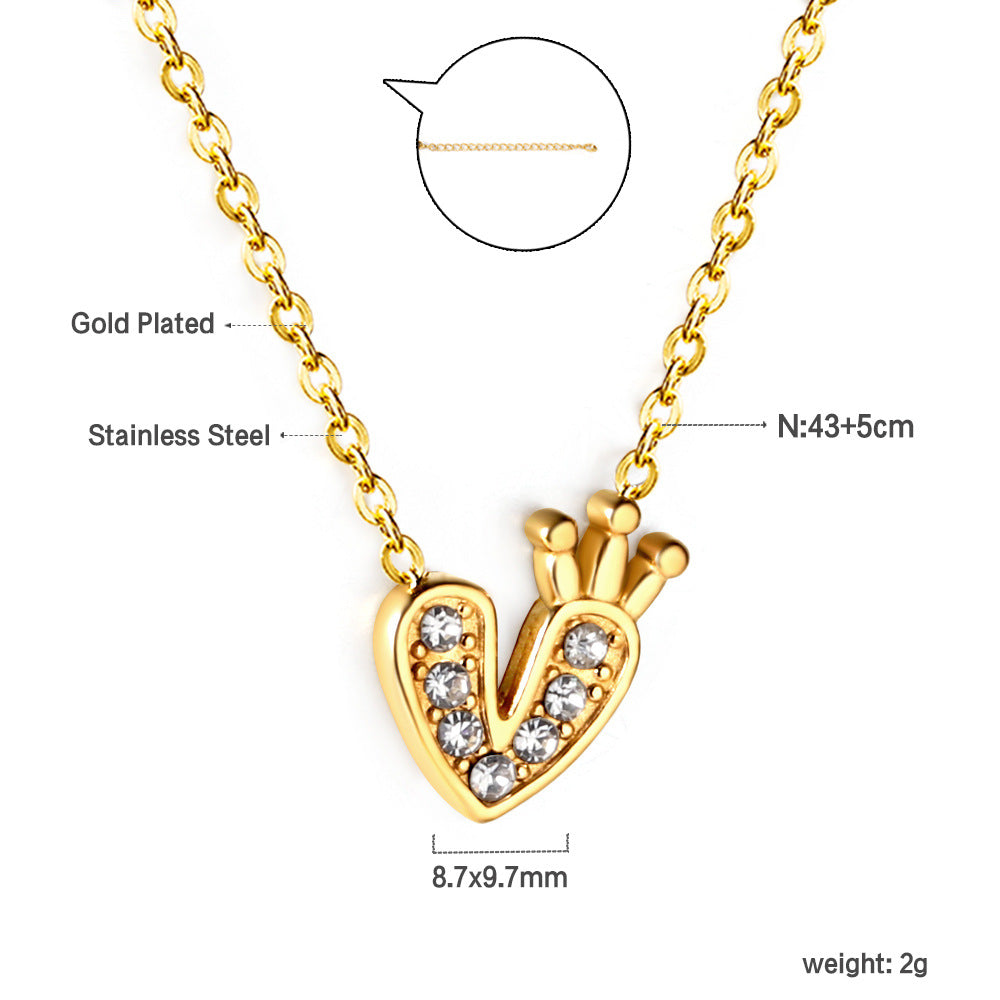 Damen Halskette mit liebevollem Herzmotiv aus goldplattiertem Edelstahl und funkelnden Zirkonia Shop Nory