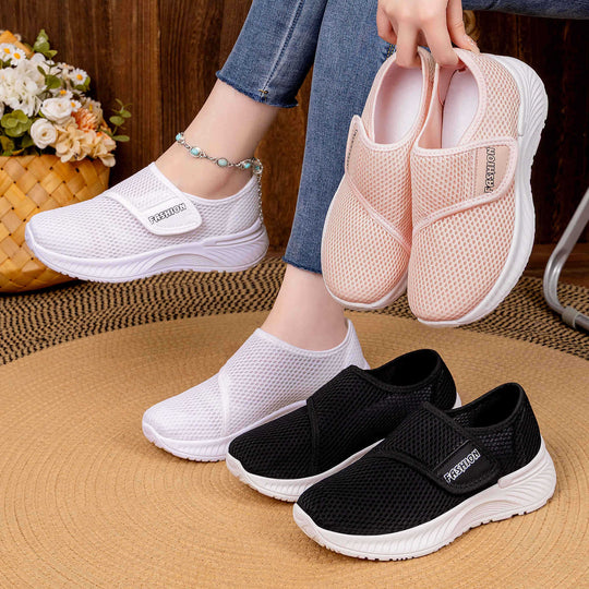 Damen Atmungsaktive Slip-On Mesh-Sneaker mit Klettverschluss Shop Nory