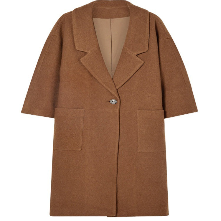Damen Langer Oversize-Mantel im Relaxed-Wollmix mit großem Schalkragen und aufgesetzten Taschen Shop Nory