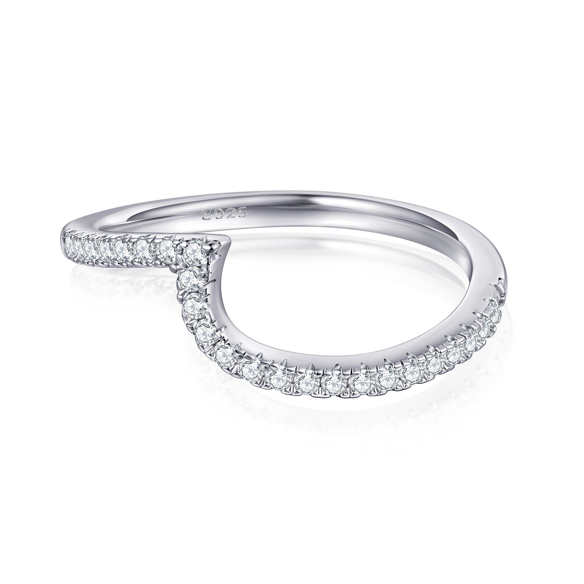 Damen Designer-Ring mit elegantem Wellenmuster und funkelnden Kristallen Shop Nory