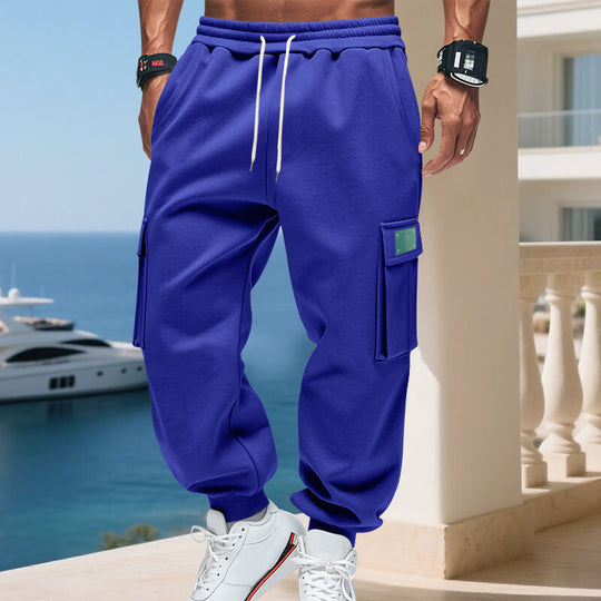 Herren nan Cargo-Jogginghose mit großzügigen Klappentaschen, elastischem Bund und geripptem Saum Shop Nory