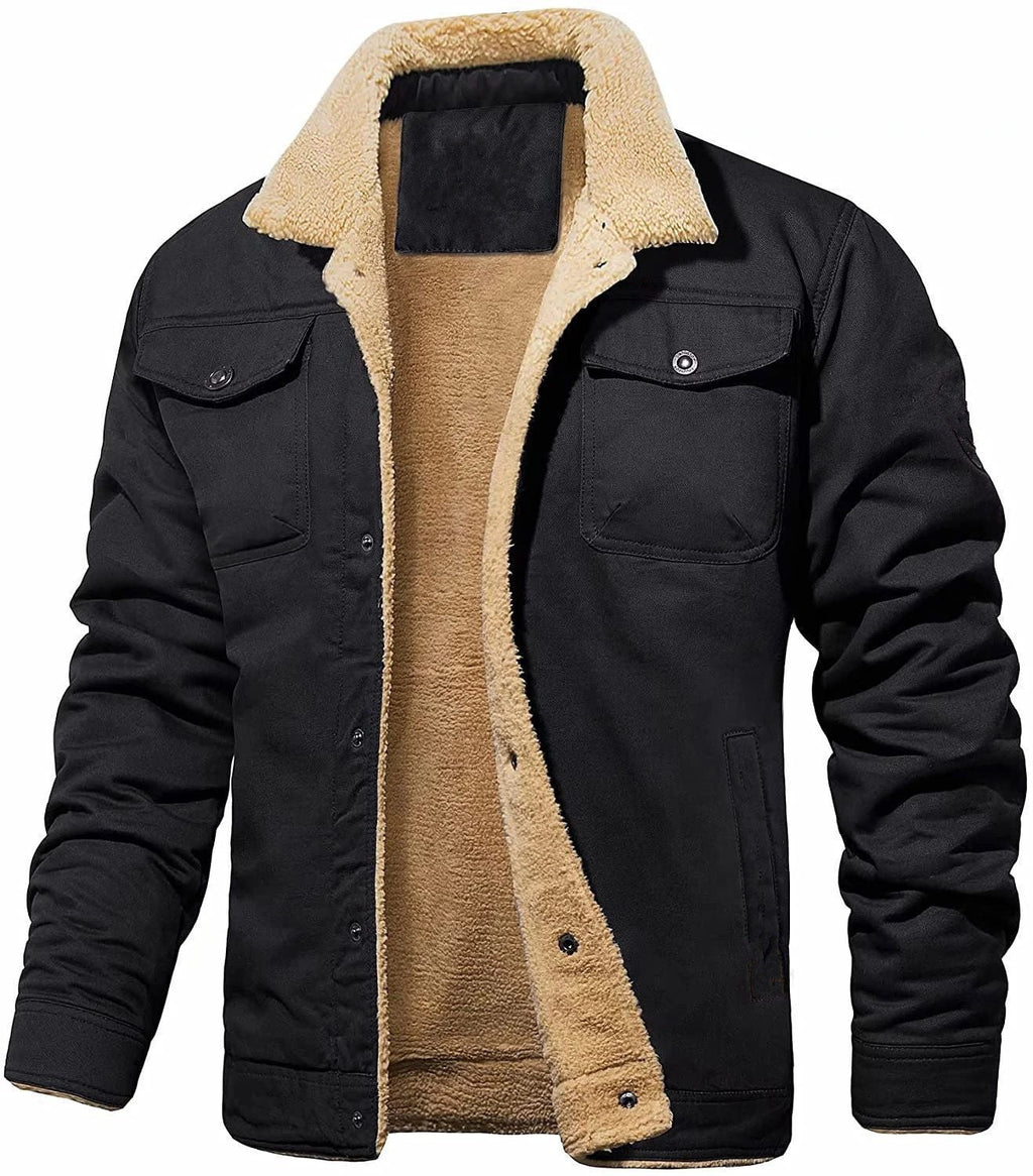 Herren gefütterte Steppjacke im Utility-Stil mit warmem Innenfutter