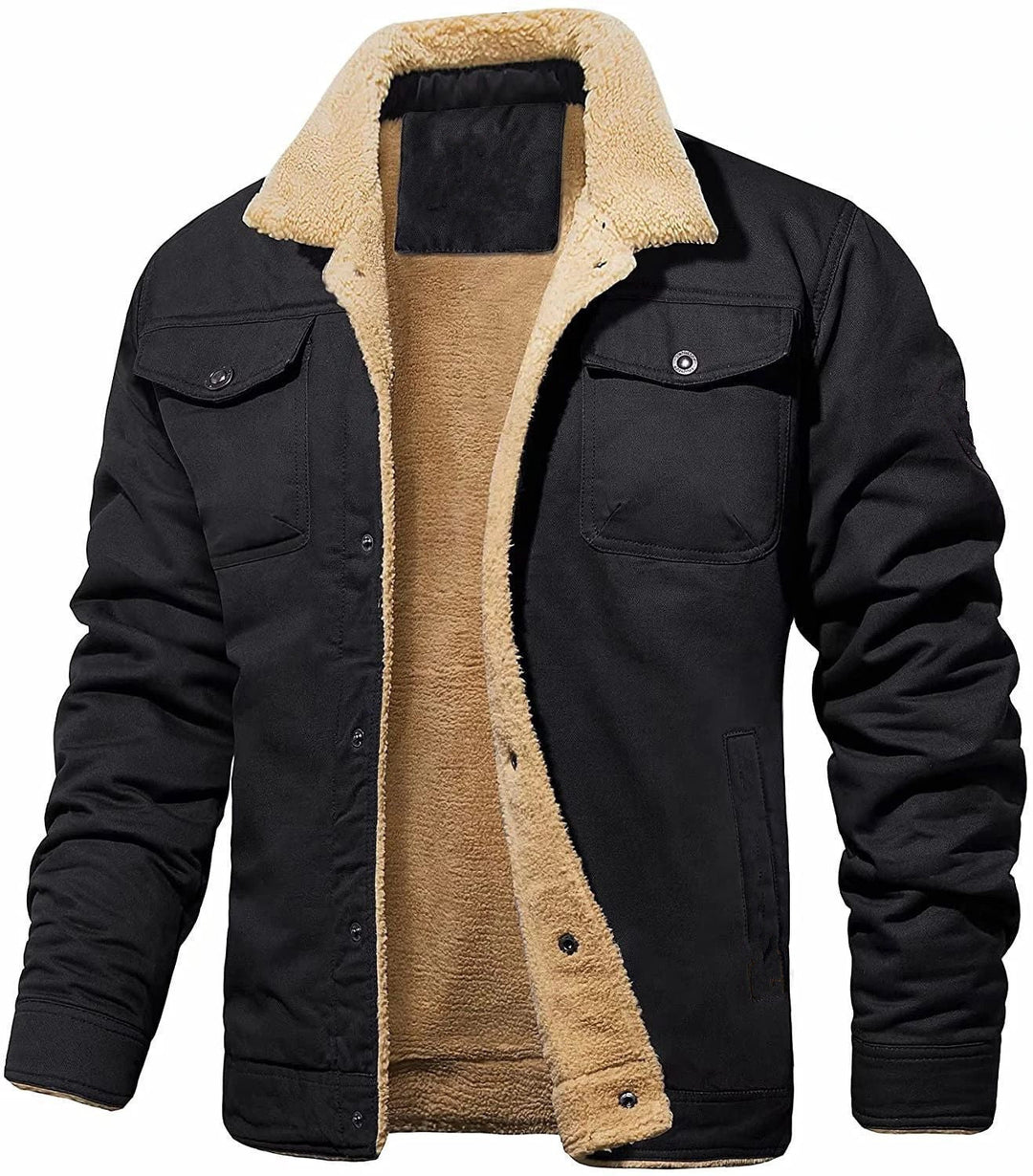 Herren gefütterte Steppjacke im Utility-Stil mit warmem Innenfutter