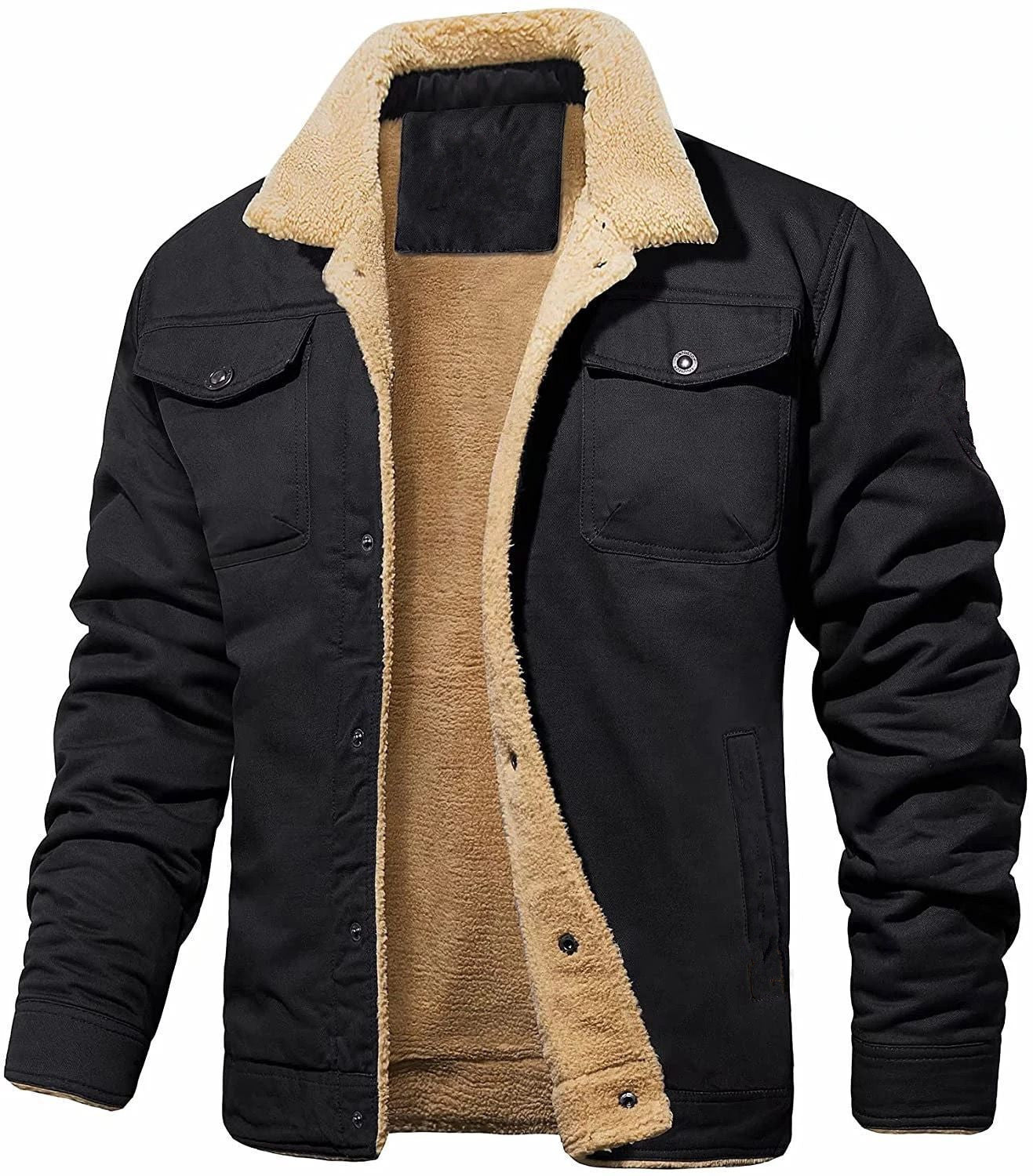 Herren gefütterte Steppjacke im Utility-Stil mit warmem Innenfutter