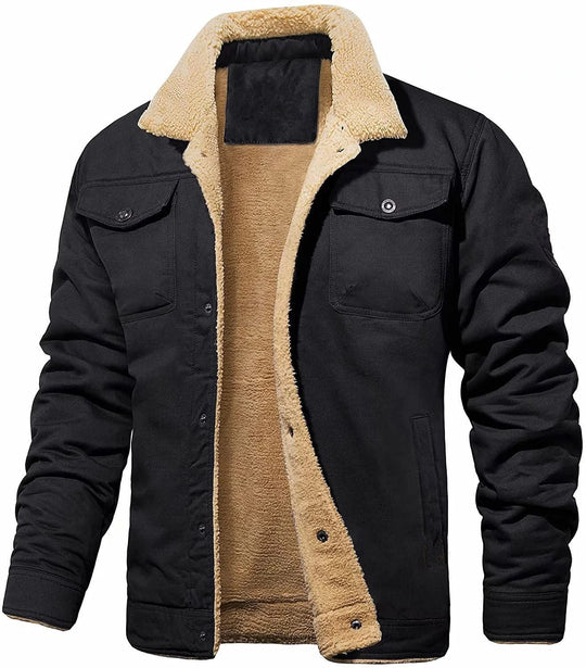 Herren gefütterte Steppjacke im Utility-Stil mit warmem Innenfutter