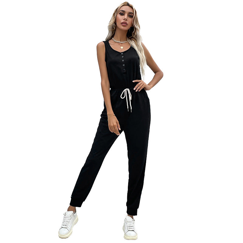 Damen Jumpsuit mit elastischem Taillenbund und praktischen Taschen