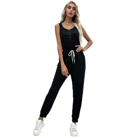 Damen Jumpsuit mit elastischem Taillenbund und praktischen Taschen