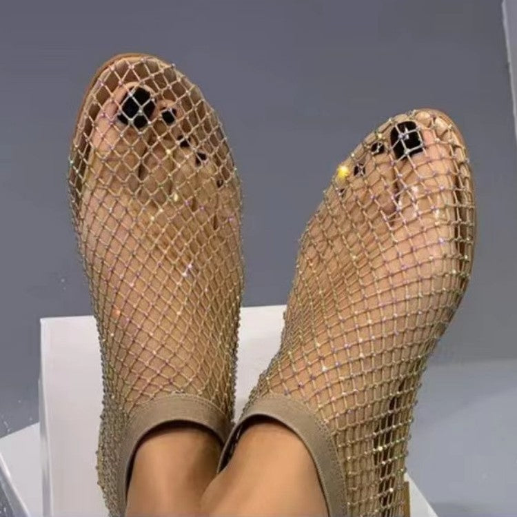 Damen Mesh-Booties mit Strassbesetztem NetzgewShop Norye und elastischem Schaft Shop Nory