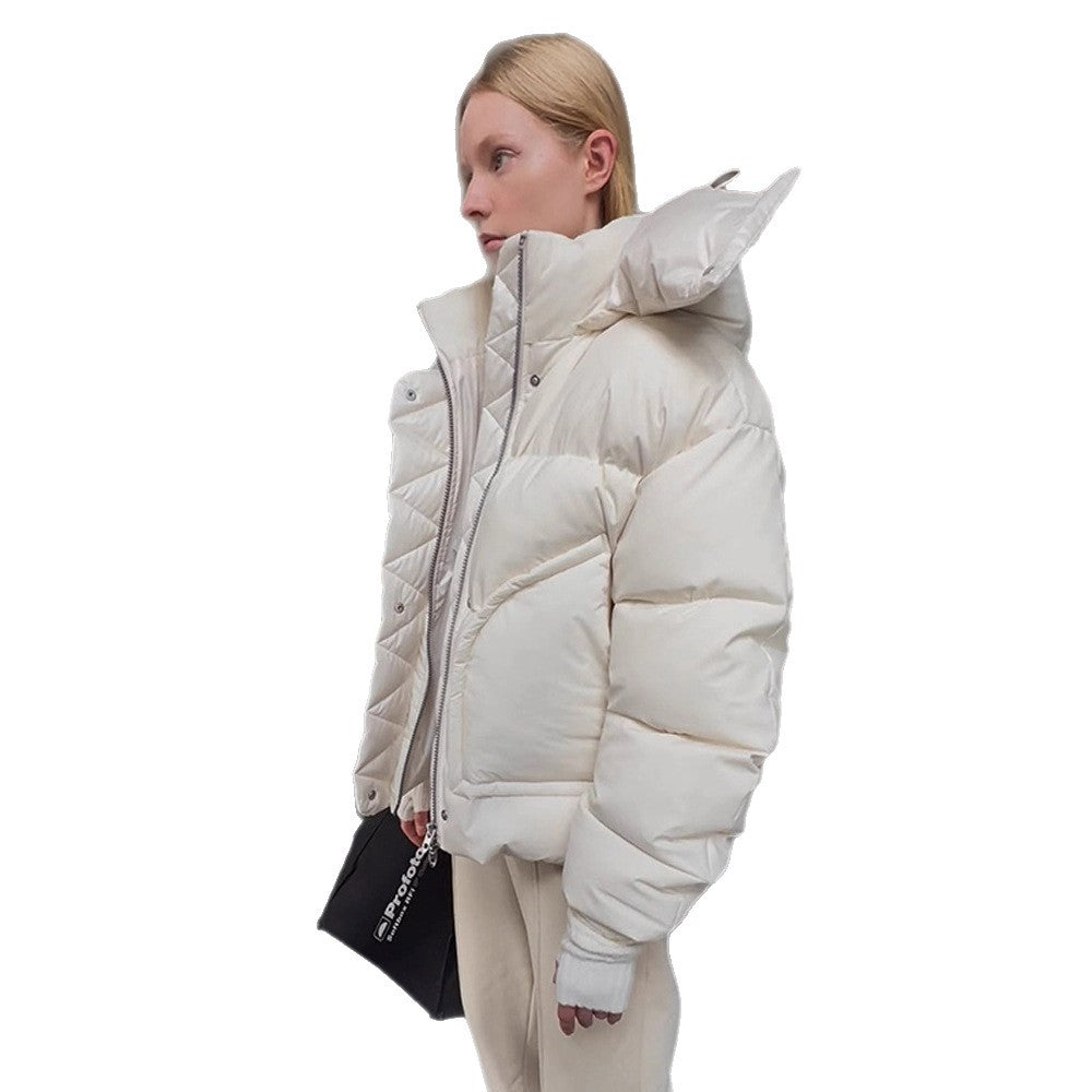 Damen Oversize Wattierte Pufferjacke mit extra hohem Stehkragen, zweifachem Frontreißverschluss und kastiger Silhouette Shop Nory