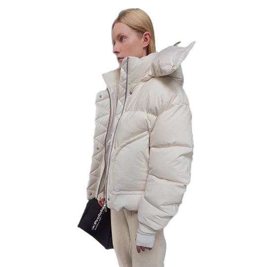 Damen Oversize Wattierte Pufferjacke mit extra hohem Stehkragen, zweifachem Frontreißverschluss und kastiger Silhouette Shop Nory