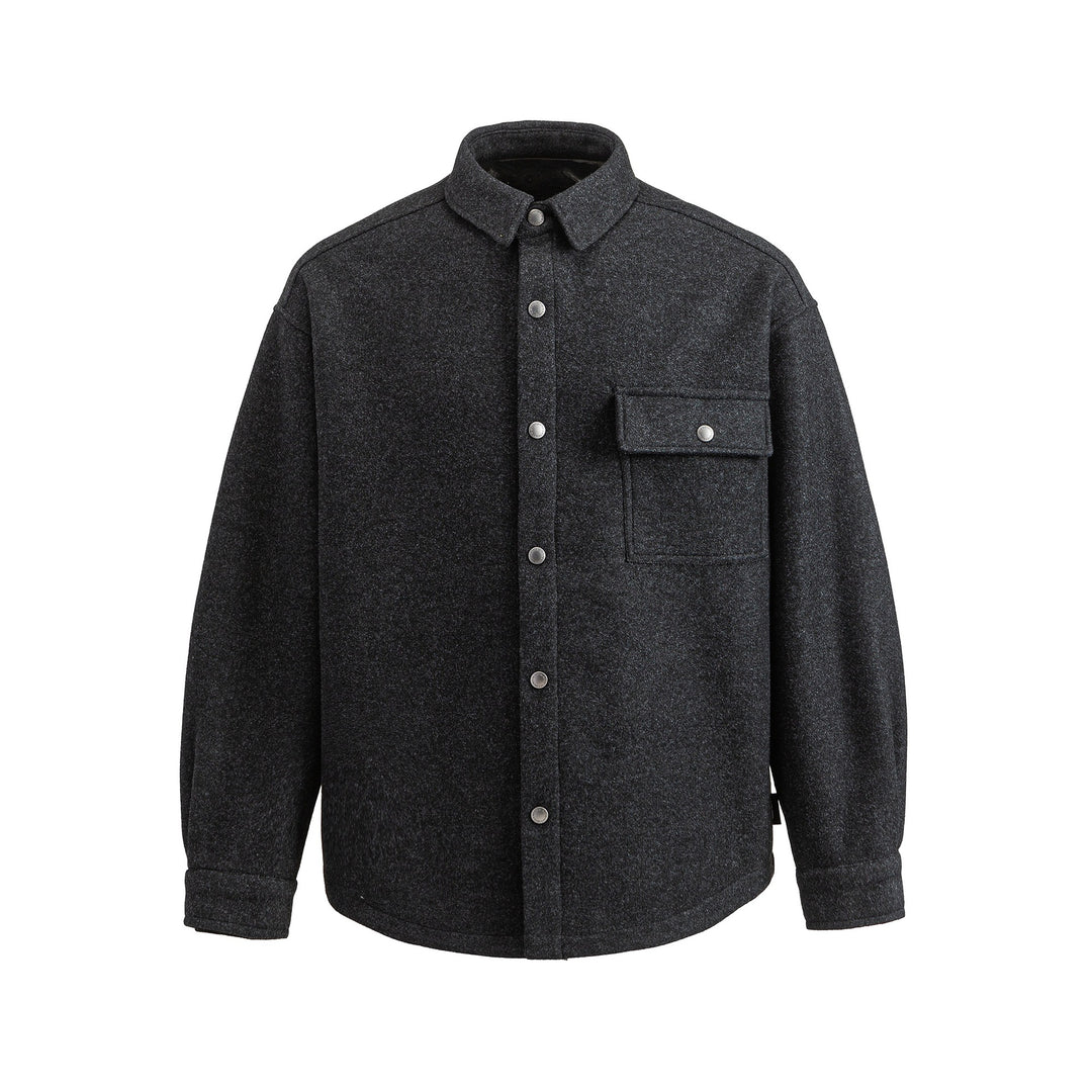 Herren Wollmix Overshirt im Hemdjackenstil mit Druckknopffront und Pattentasche Shop Nory