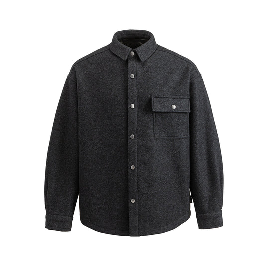Herren Wollmix Overshirt im Hemdjackenstil mit Druckknopffront und Pattentasche Shop Nory