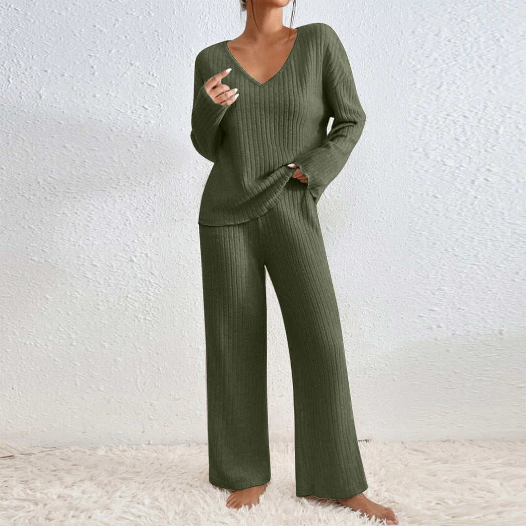 Damen Lässiges Strick-Loungewear-Set