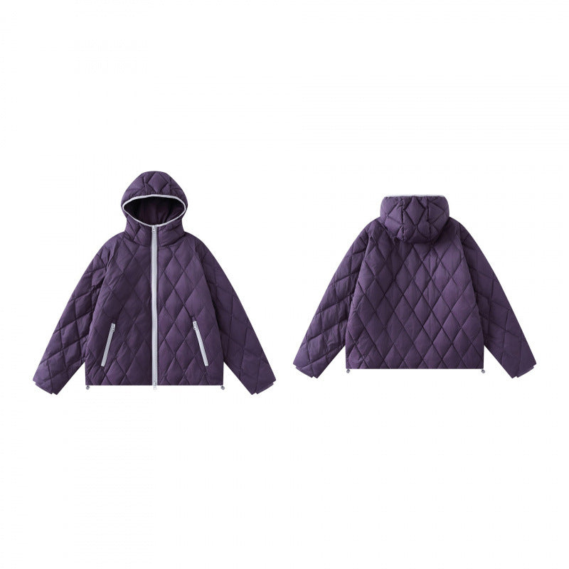 Damen Quilt-Steppjacke mit Kapuze, Diamantsteppung und verstellbarem Saum Shop Nory