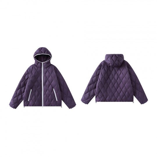 Damen Quilt-Steppjacke mit Kapuze, Diamantsteppung und verstellbarem Saum Shop Nory