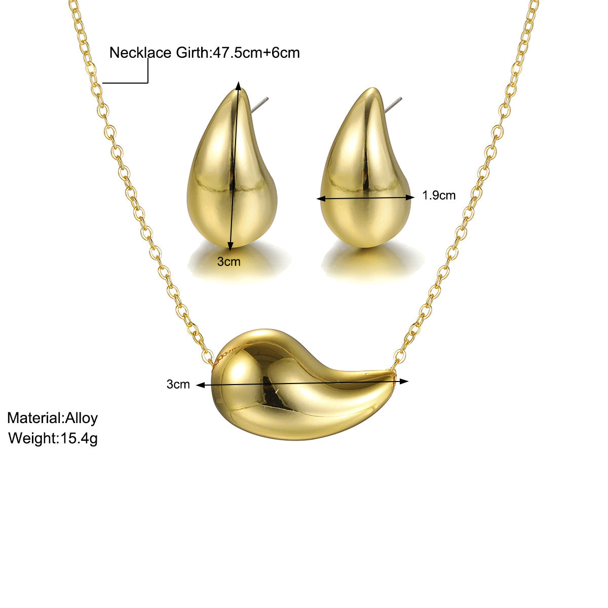 Damen Schmuckset mit elegantem Tropfenanhänger und Ohrsteckern Shop Nory