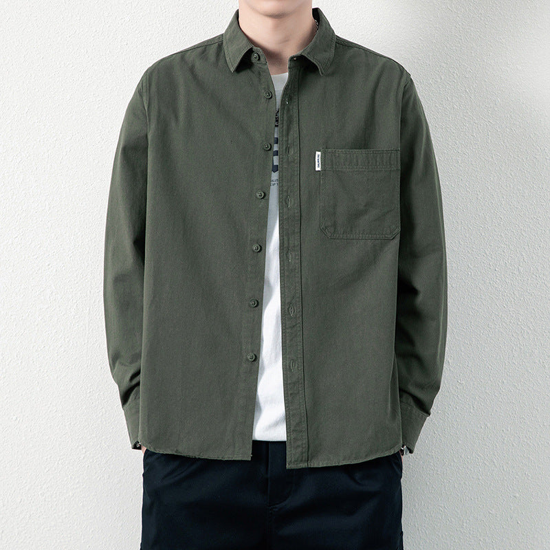 Herren Lässiges Utility-Overshirt aus Canvas mit Brusttasche und verstärkten Nähten Shop Nory