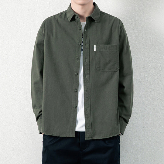 Herren Lässiges Utility-Overshirt aus Canvas mit Brusttasche und verstärkten Nähten Shop Nory