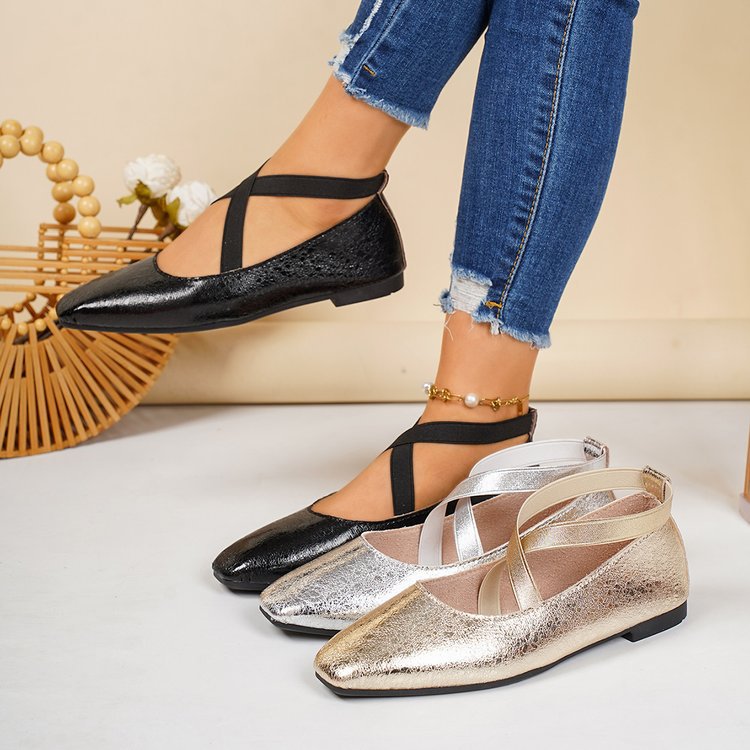 Damen Elegante und bequeme Ballerinas mit überkreuzten Riemen