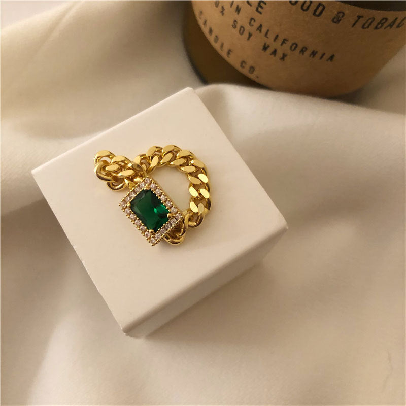 Damen Moderner Ring mit exquisitem Smaragd-Design und glitzerndem Edelsteingefasst Shop Nory