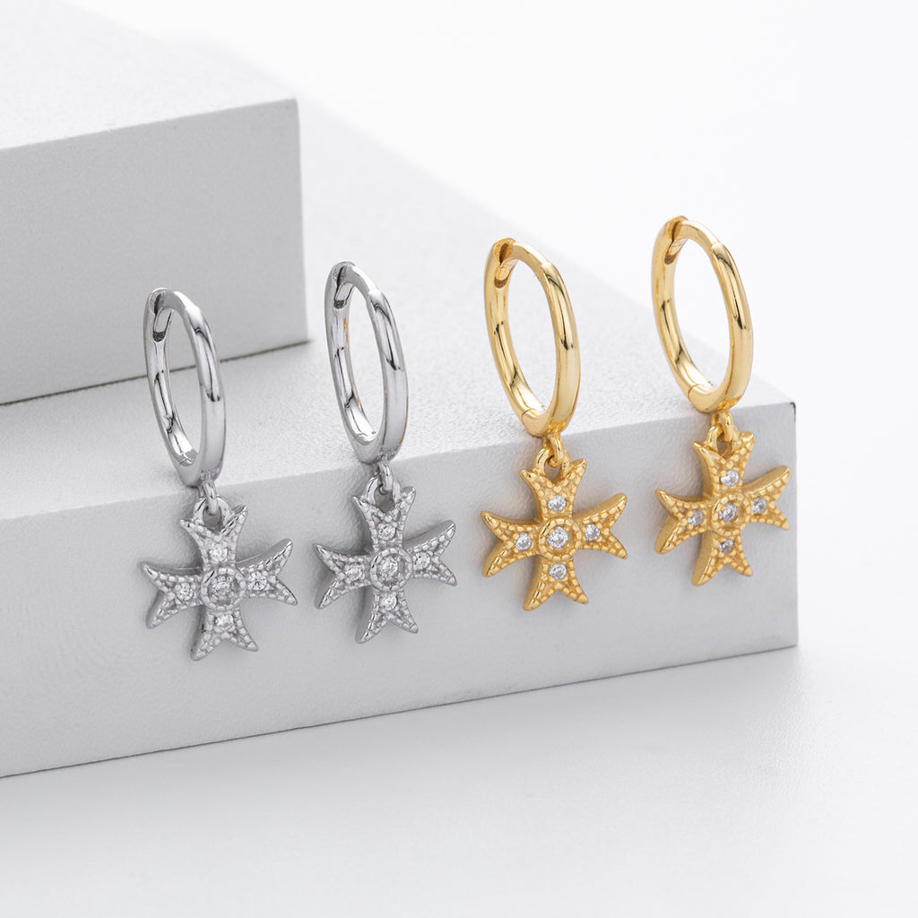 Damen Ohrhänger mit schimmerndem Sternenanhänger aus 925 Sterling Silber Shop Nory