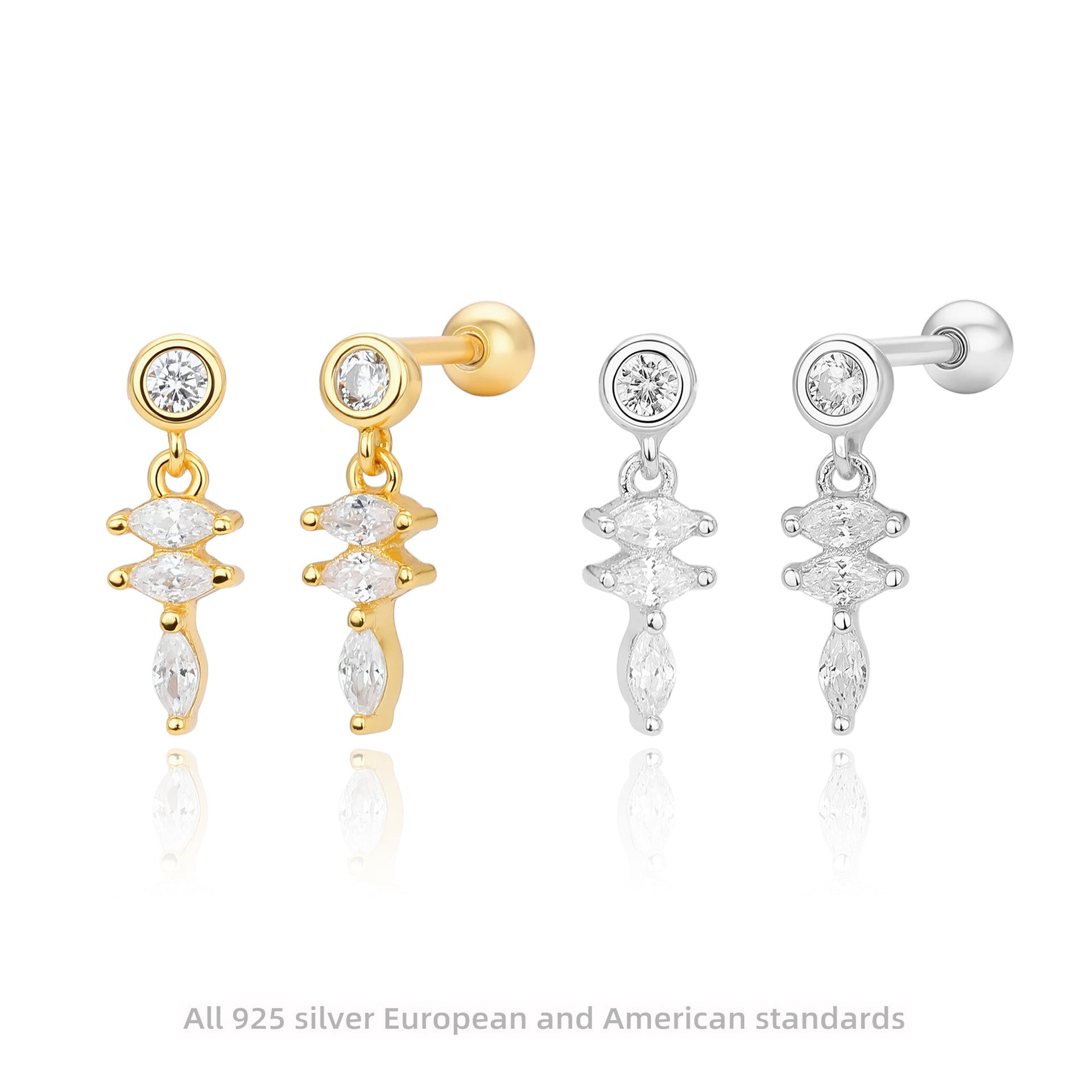 Damen Ohrstecker mit filigranem Zirkon-Akzent aus 925 Sterling Silber Shop Nory