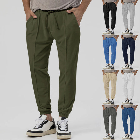 Herren Tapered-Jogginghose im Leinenlook mit Bügelfalte und Bündchen Shop Nory