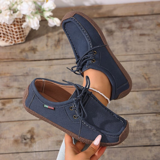 Damen Canvas-Mokassin-Slipper mit Schnürung und gepolsterter Komfortsohle Shop Nory