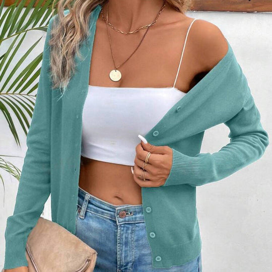 Damen Eleganter Strick-Cardigan mit feinem Material und Knopfdetails Shopnory