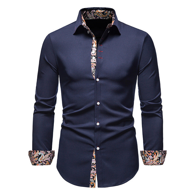 Herren Langarmhemd mit modernem Paisley-Muster und exklusiven Details