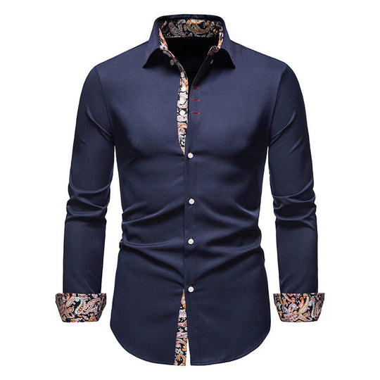 Herren Langarmhemd mit modernem Paisley-Muster und exklusiven Details