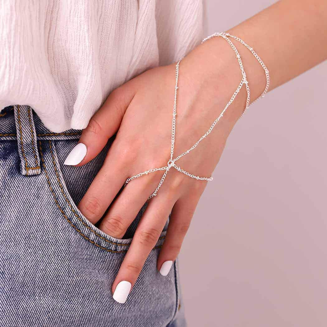 Damen Handkette aus feinen Gliederketten mit eleganten Akzenten Shop Nory