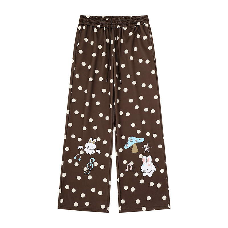 Damen Weite Lounge‑Hose mit Komfortbund, Polka‑Dot‑Allover und verspieltem Cartoon-Print Shop Nory