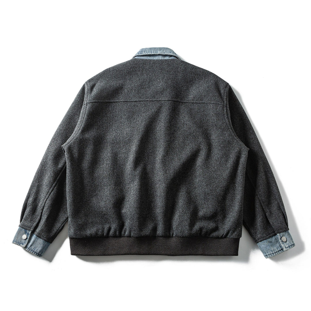 Herren Kurzer Wollmix‑Blouson im Bomberstil mit Denim‑Kragen und Pattentaschen Shop Nory